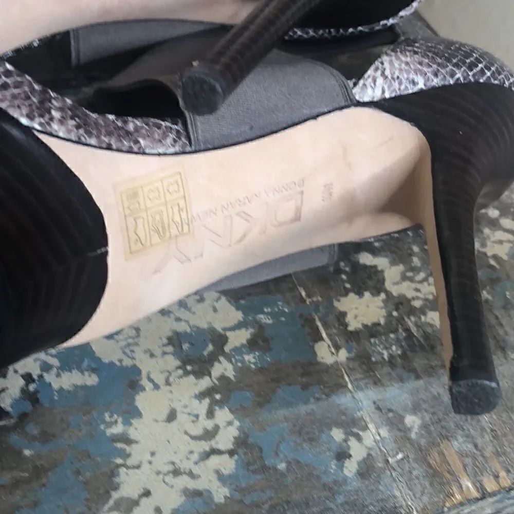 DKNY snakeskin stiletto sandals with platform